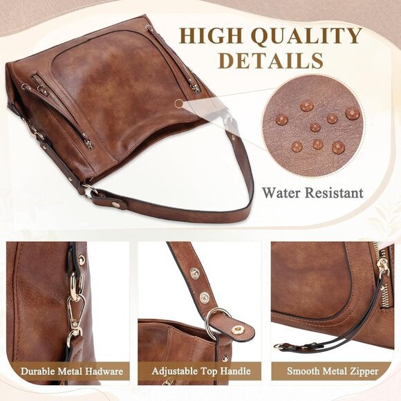 Hobo Bags for Women,Large Ladies Purses and Handbags Vegan Leather Shoulder Bags - Picture 4 of 7